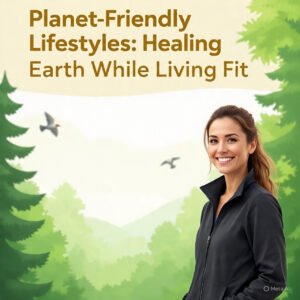 People cycling and gardening in a city greenway—symbolizing planet-friendly living
